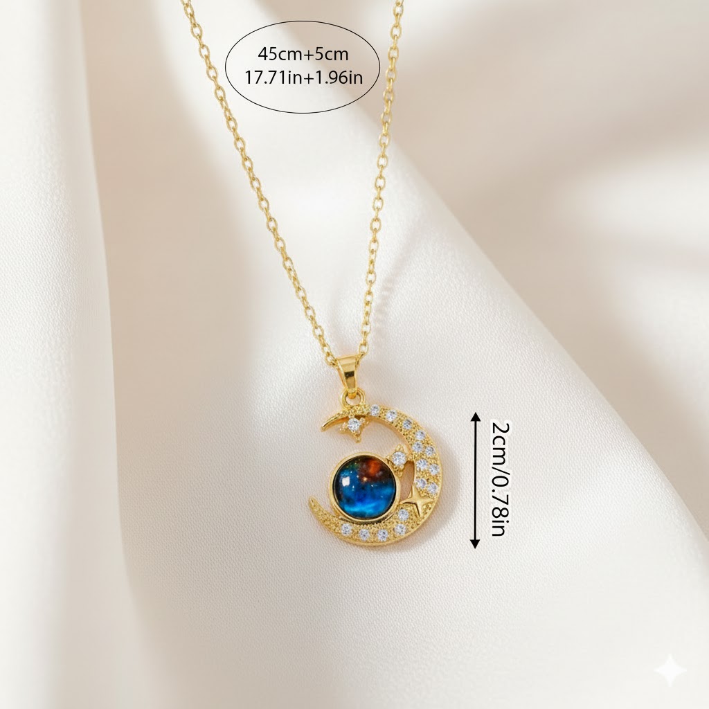 Couple's Intertwined Crystal Planet Pendant Necklace Set